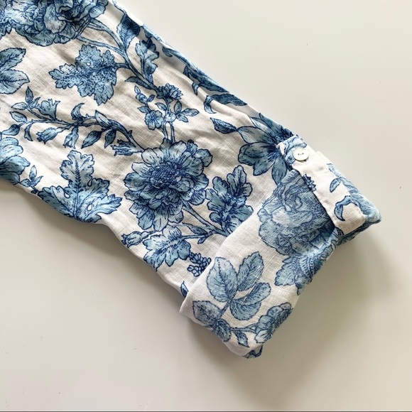 🌸New🌸Rachel Zoe Button Up Blue Floral Shirt Sz S - Picture 6 of 13